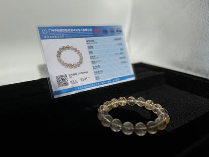 ゴールド ルチル クォーツ  金線入水晶 ブレスレット　12mm 16cm 43g ブラジル産